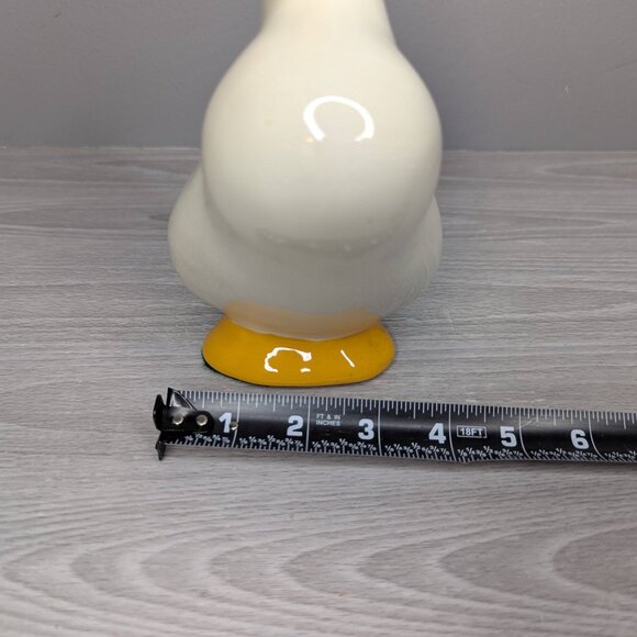 Vintage 80s Large Upright White & Yellow Duck/Goose Ceramic 9" Tall - Picture 9 of 10